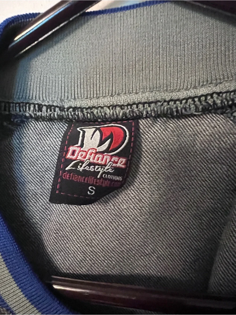 Redbud MX Vintage Gray & Navy Varsity Jacket with Blue Trim